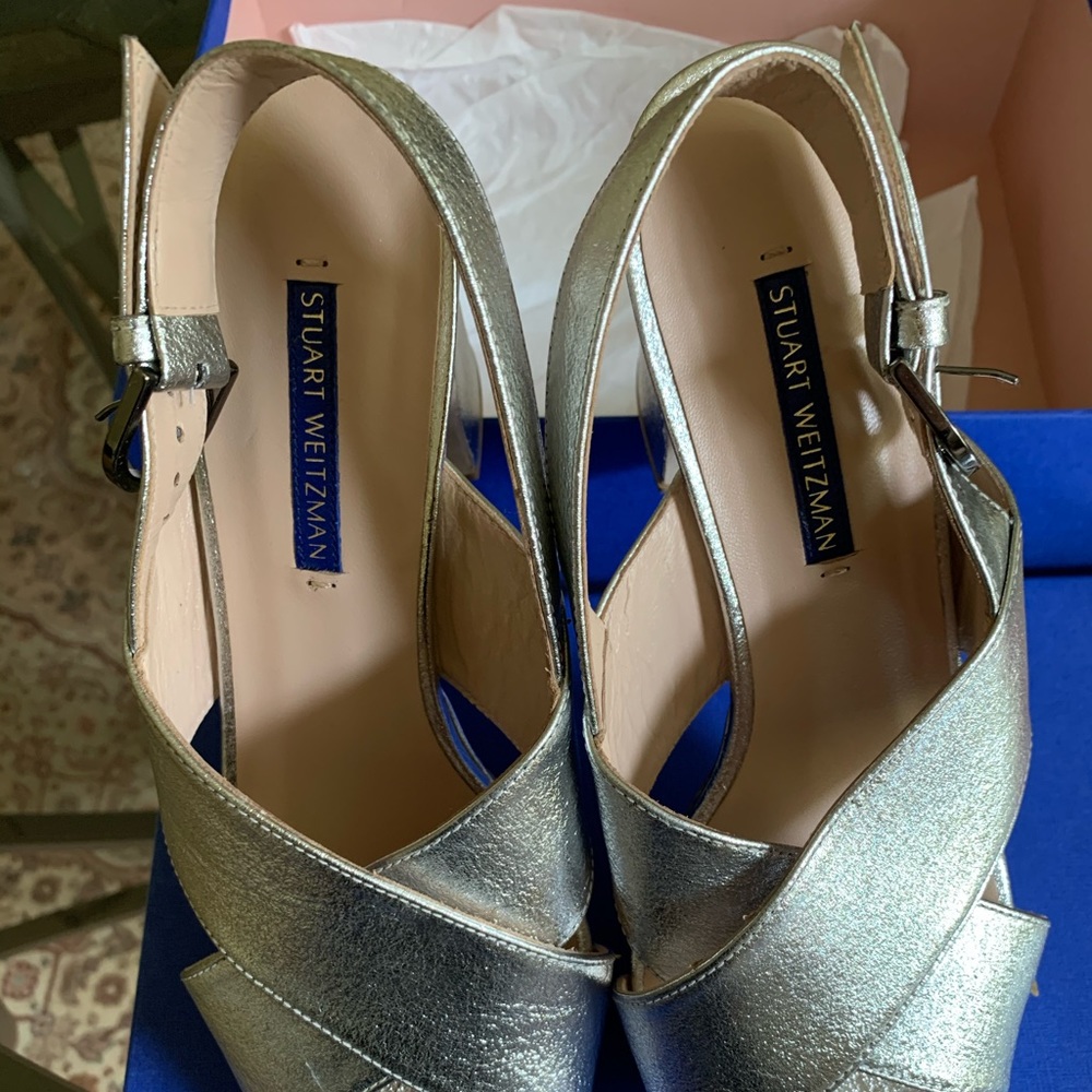 Stuart Weitzman Beautiful Silver Lame Size8 - image 1